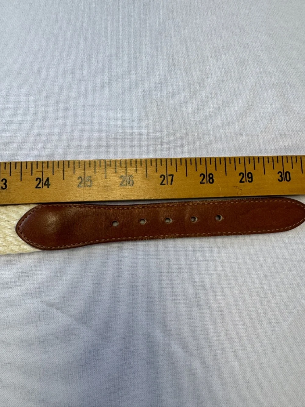 Brighton Cream Woven Belt with Brown Leather Buckle Size 28